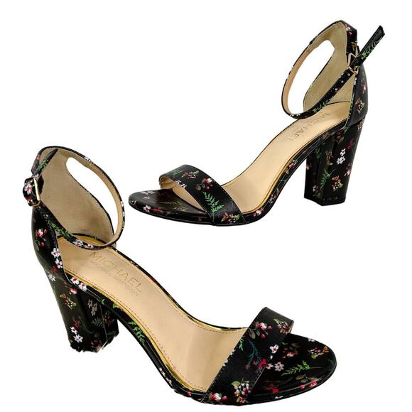 Michael Shannon Sascha Floral Rockabilly Ankle Strap High Heel Sandal Sz 8 - Picture 1 of 9